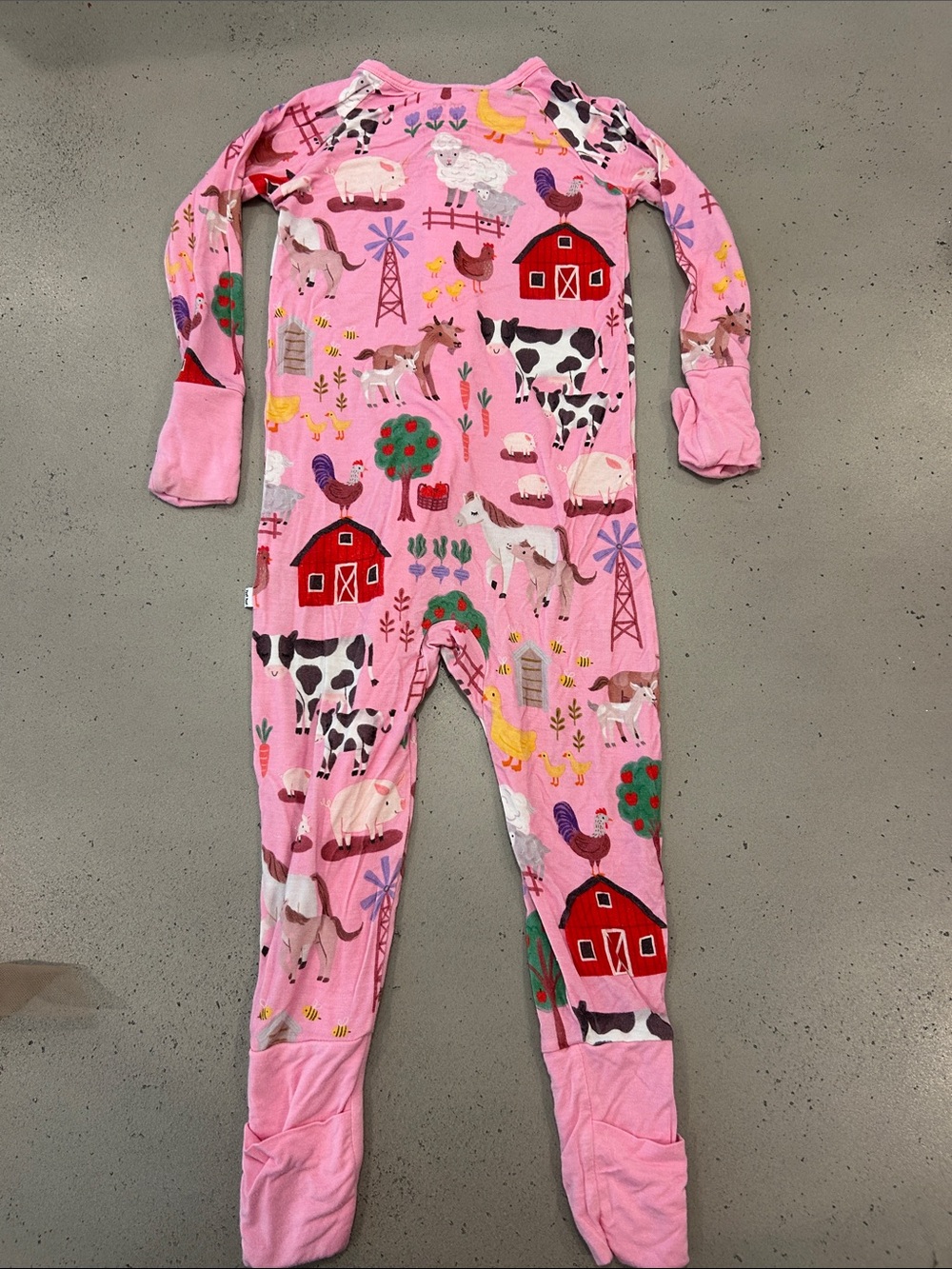 Little Sleepies 12-18M Pink Farm Animals Kids One-Piece Pajamas - Picture 4 of 4